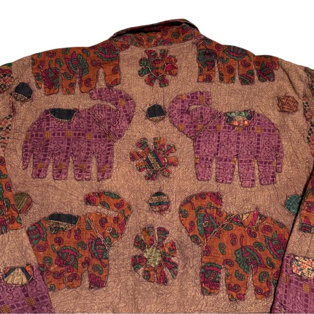 Vintage Orvis 100% Cotton Multicolor‎ Elephant Print Jacket Women's Medium - Picture 4 of 5